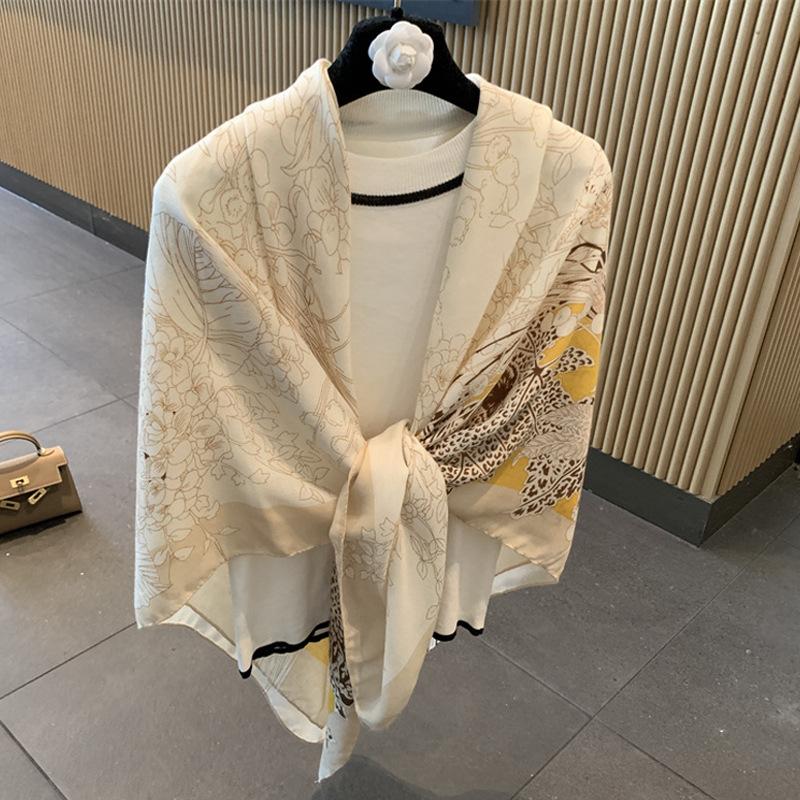 Small Plaid Linen Scarf For Women'S Summer New Sunscreen Large Square Scarf Thin Silk Scarf Air Conditioning Room Outdoor Shawl