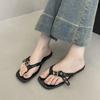 2025 New Spring and Summer Square Head Flat Bottom Belt Buckle Retro Pinch Foot Outer Wear Holiday Sandals Flip-flops