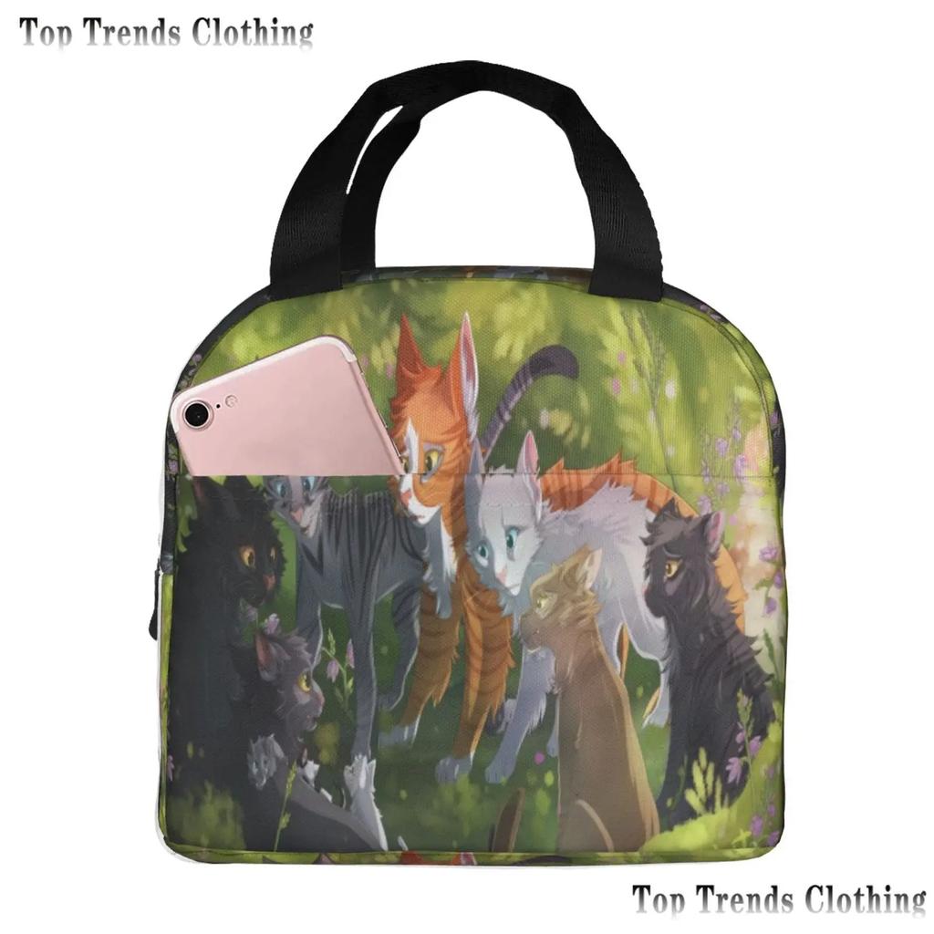 Сумка для ланча Warriors Cats для женщин, водонепроницаемая, термосумка для ланча в офис, школьные термосумки