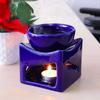 Керамическая глина, работающая от свечи аромалампа, диффузор для масла, очень большая чаша, с 1 чайной свечой, 4,25 дюйма, (синий)