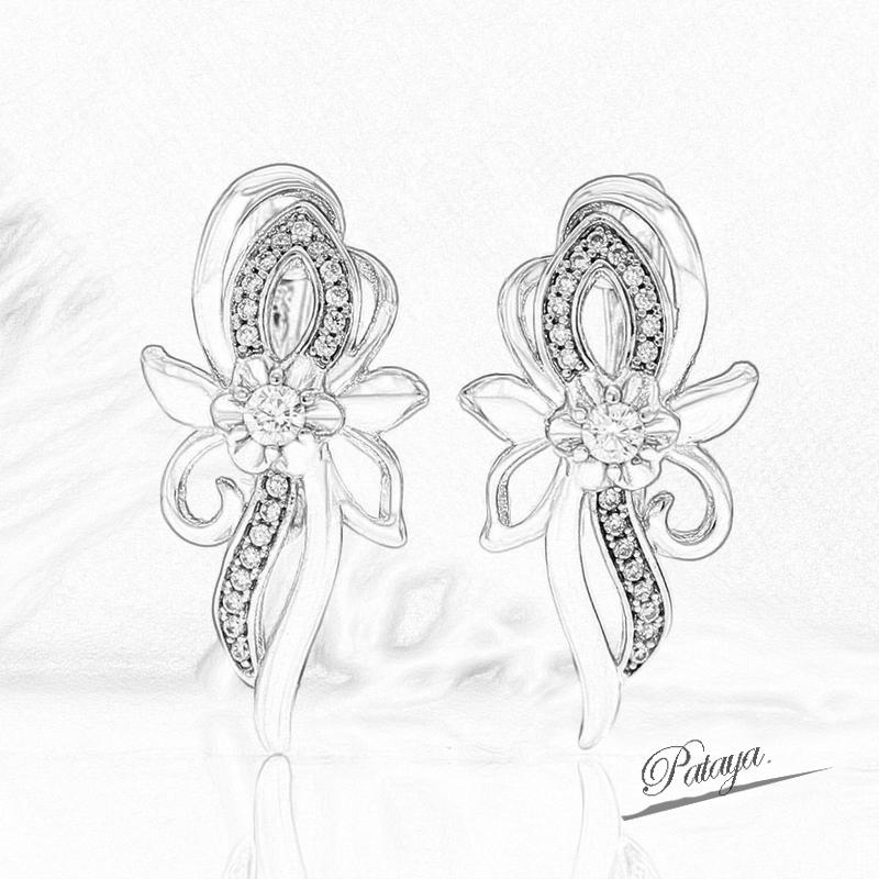 PATAYA Цвет розового золота, инкрустированные белым цветом, искусственный циркон, галстук-бабочка, сладкие серьги