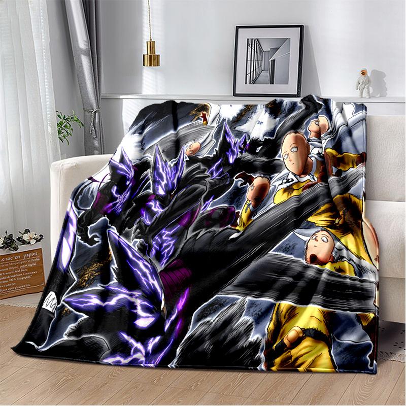 Мягкое плюшевое одеяло с рисунком аниме ONE PUNCH MAN, фланелевое одеяло, одеяло для гостиной, спальни, кровати, дивана, чехол для пикника, детское одеяло