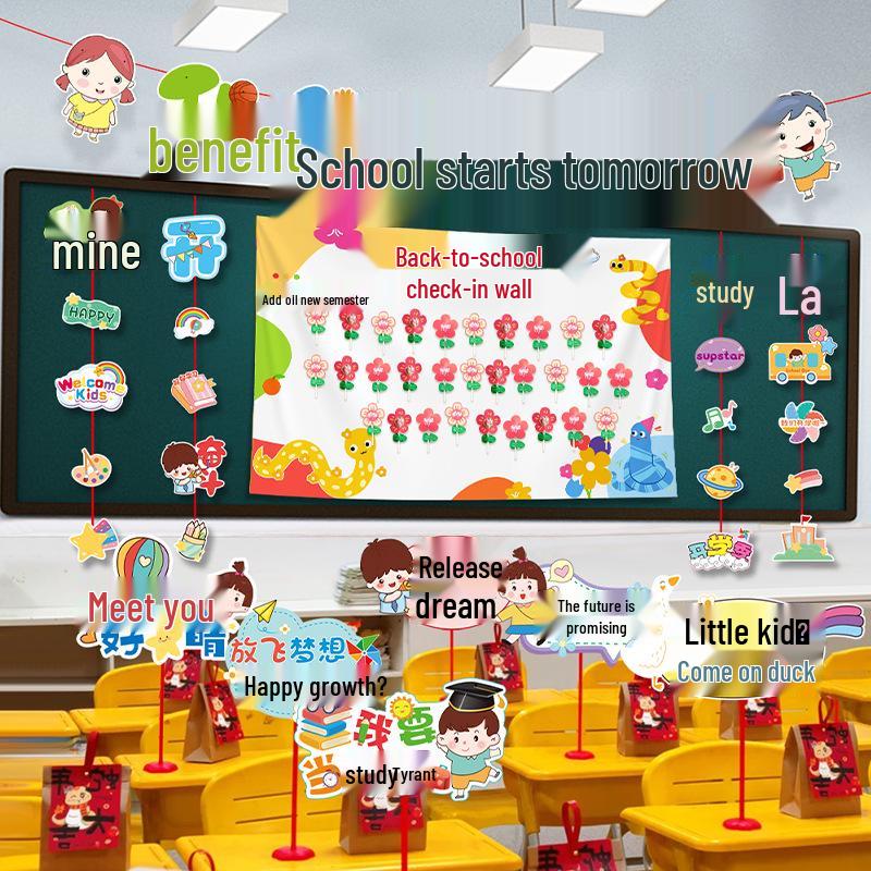 Украшение класса к началу учебного года: Подвесная полоса с флажками для доски для атмосферы в детском саду и начальной школе