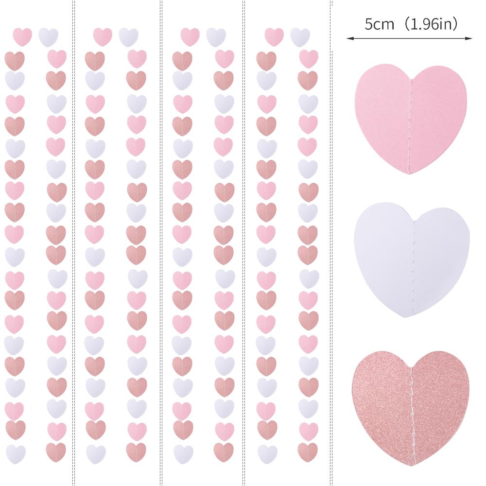 4m Valentine Heart Garland String Hanging Decoration Red Pink Heart Banner Romantic Wedding Engagement Valentine's Day decor