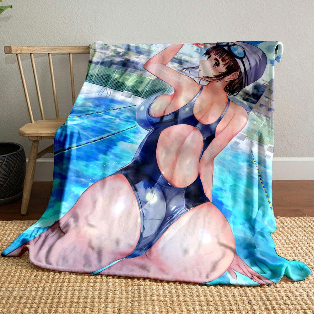 Anime Girl Poolside Blanket bedroom Blanket for Livingroom Couch lunch break Soft throw for Friend's festival Gift