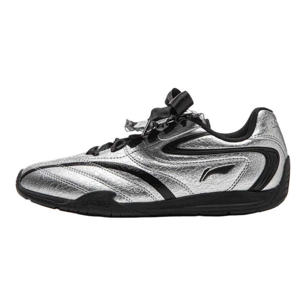 Li Ning Пленочный Пульс Скользкие Легкие Износостойкие Низкие Повседневные Кроссовки Женские Серебристые AGLV136-13