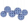 Pack of 6 Traditional Blue White Porcelain Paper Lanterns for Indoor Outdoor Use Handmade Hangings Party Ornament