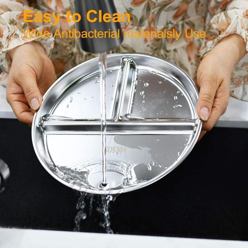 Reusable Divided Dinner Plates Unbreakable 3 Compartment Food Tray Portion Control Plate  Lunch