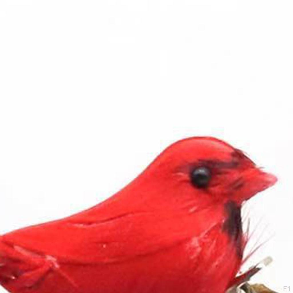 Artificial Christmas Bird Ornaments Xmas Decors with Clip Art Simulation Red Decorations for