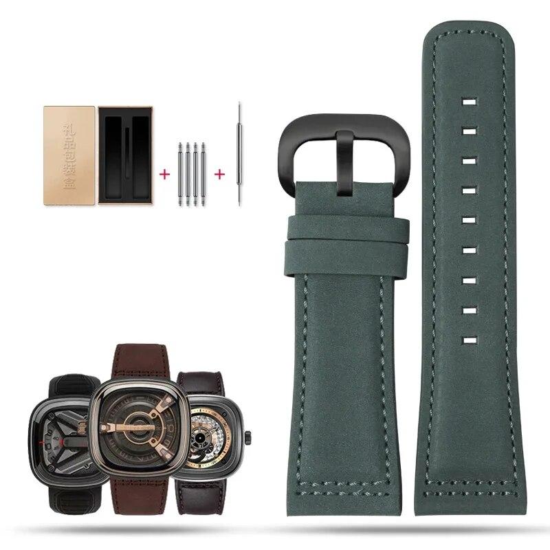 Ремешок для часов из натуральной кожи для SevenFriday, мужской ремешок для часов Q203 M203 P1 P2 S2 M2 Q2 03 01 02, коричневый, синий, воловья кожа, 28 мм