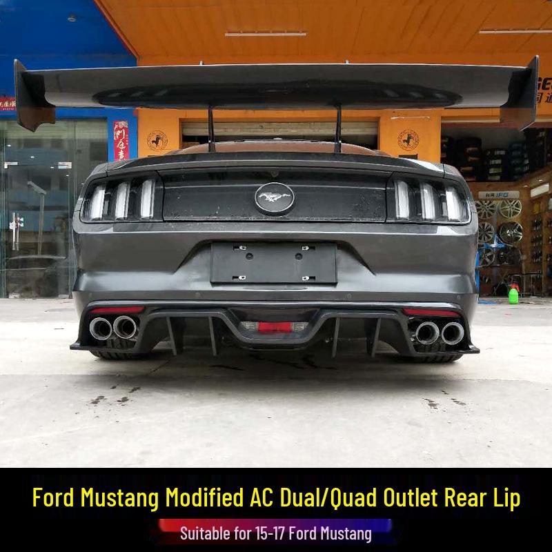 15-17 Ford Mustang Carbon Fiber Rear Lip Kit: US Version Quad Outlet Spoiler