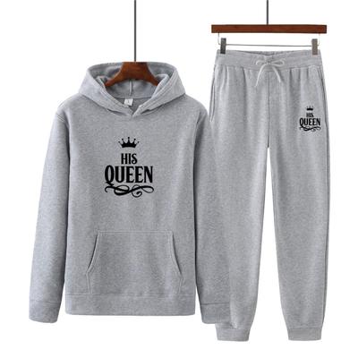 Женский спортивный костюм с длинными рукавами HIS QUEEN с принтом, толстовки + спортивные штаны, спортивная одежда для бега, комплект из 2 предметов, костюм с капюшоном