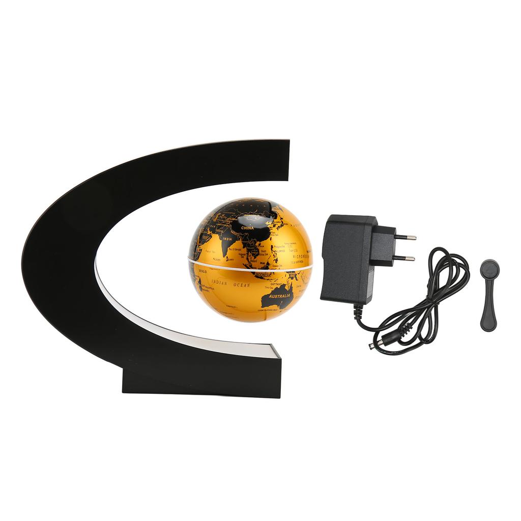 Magnetic Levitation Globe Golden Built In LED Frosted Texture C Shaped 3in 12V 1A Magnetic Levitatio