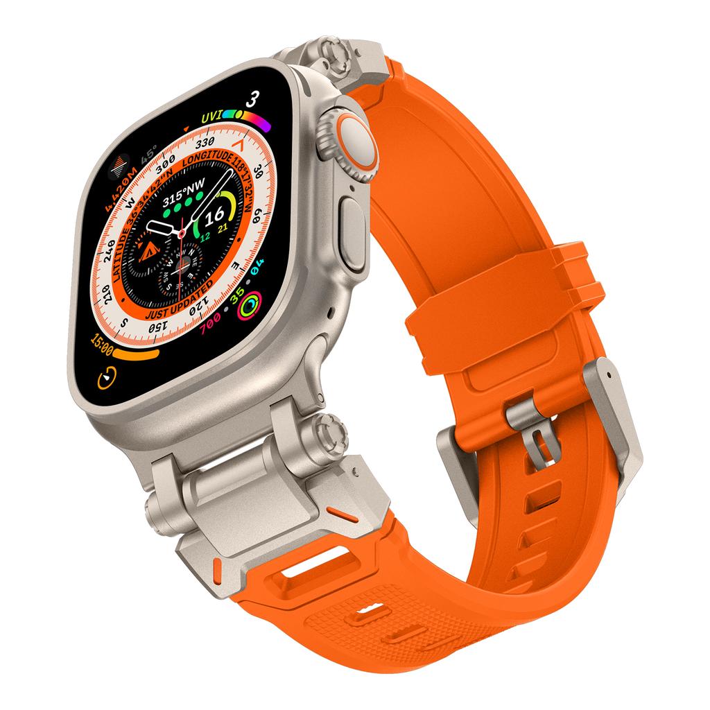 Strap For Apple Watch Ultra 2 Band 49mm 45mm 44mm 42mm 44 mm Rugged metal+Silicone Bracelet correa iWatch Series 9 6 5 4 7 8 SE