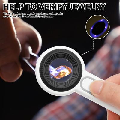 Лупа USB Перезаряжаемая 60X Ручная лупа с регулируемым 3-режимным освещением Электронная лупа для ремонта часов Чтение