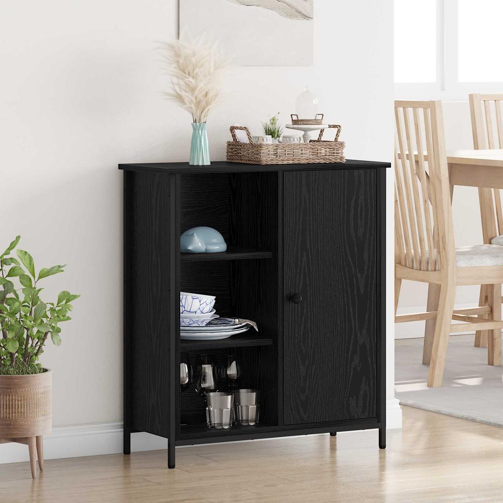 Sideboard in Black Oak Look 70 x 30 x 80 cm Engineered Wood