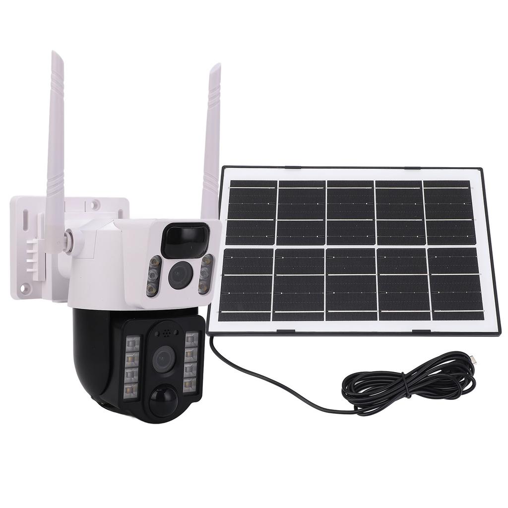 Solar Security Camera 4MP 2K Motion Detection Intelligent Alert 2 Way Talk Dual Lens Outdoor