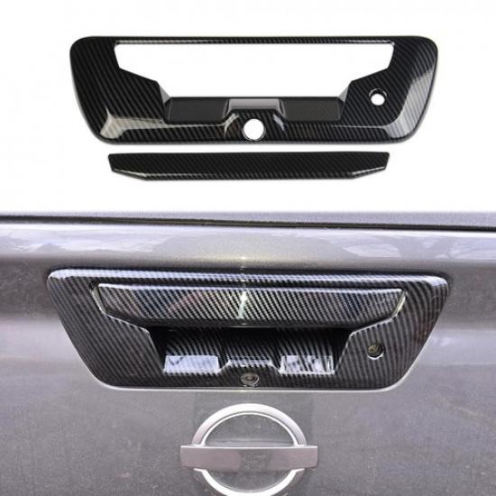 Carbon Fiber Style Car Rear Tailgate Trunk Door Handle Trim For Nissan Frontier