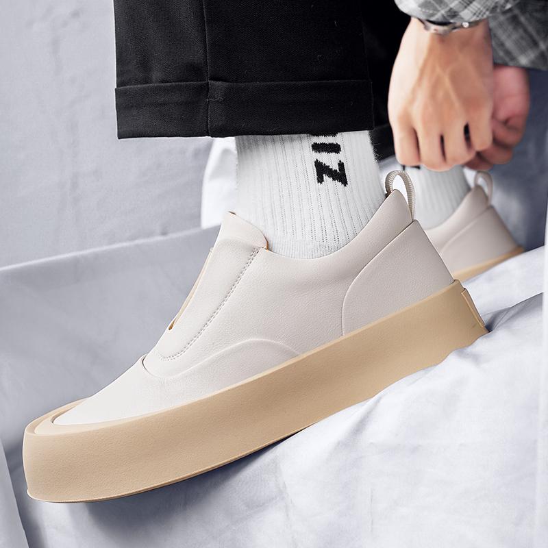 Fashion High Quality Thick Soft Sole Men Walking Shoes Fashion Casual Leather Loafers Antiskid Outdoor Lazy Shoe Low Top Designers Shoes