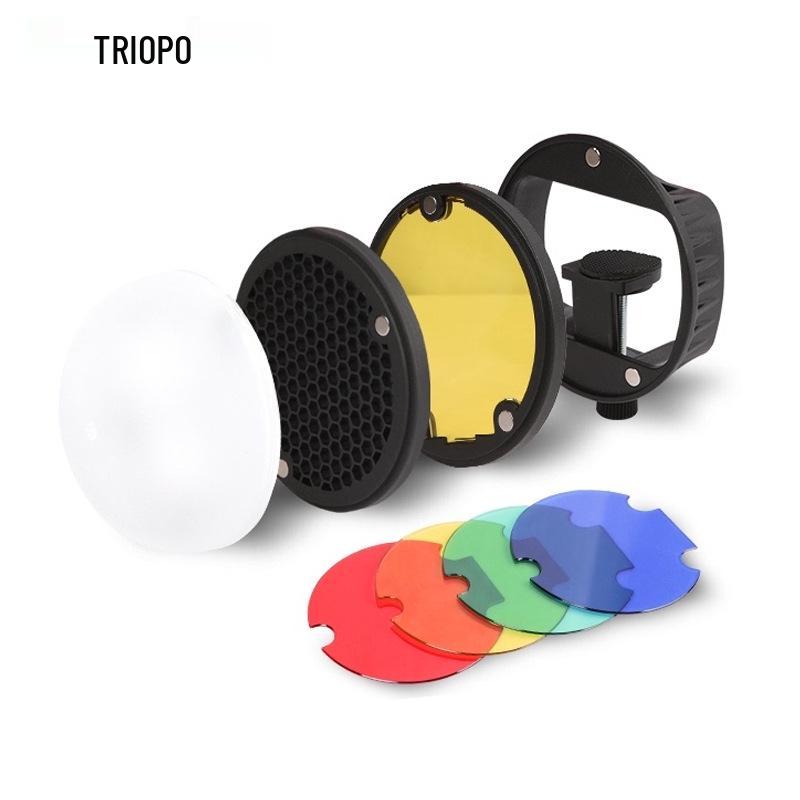 Jiebao TR08 DSLR Magnetic Flash Diffuser with Honeycomb Filters and Quick Release Ball Head