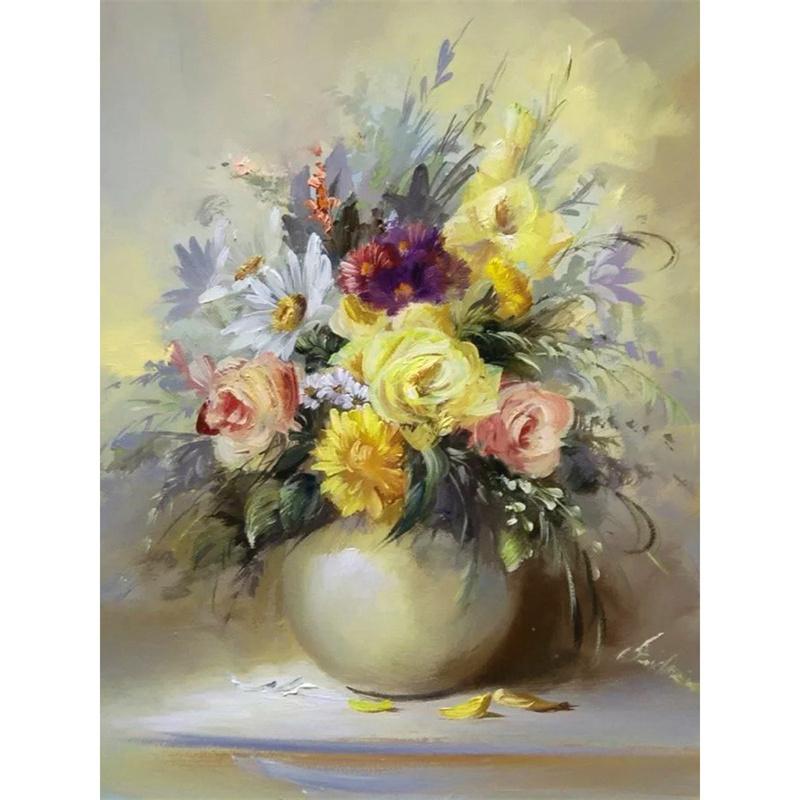 5D DIY Алмазная картина Красивая цветочная мозаика Алмазная вышивка Картина Полный круглый горный хрусталь Домашний декор Подарок