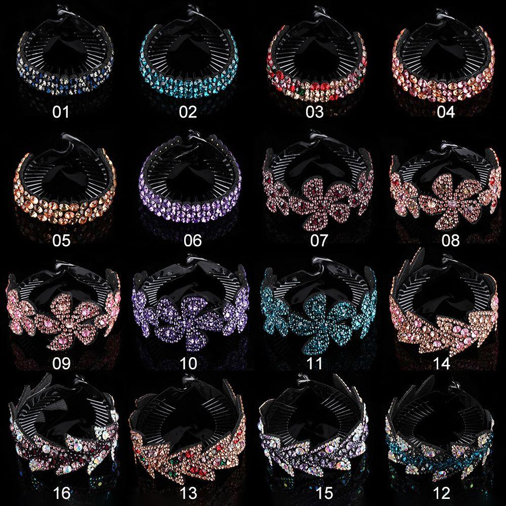 Expanding Bun Maker Bird Nest Twist Clip Rhinestone Hairpins Flowers Hair Clips Crystal Hair Claw