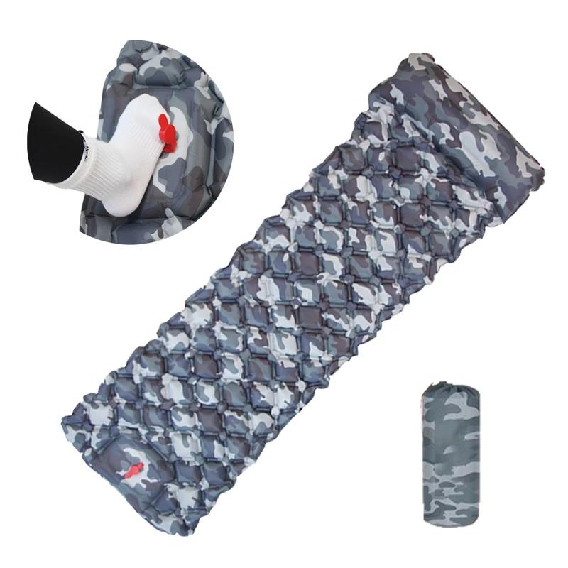 Надувной коврик для сна на открытом воздухе, надувной матрас для кемпинга, встроенный насос, сверхлегкий дорожный коврик на воздушной подушке с подголовником для путешествий, пешего туризма