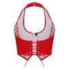 S-XXL Y2K Блестящий Кроп-топ на бретельках из Искусственной Кожи с Молнией спереди и Шнуровкой сзади, Мини-корсет, Топ для Рейва, Фестиваля, Клуба
