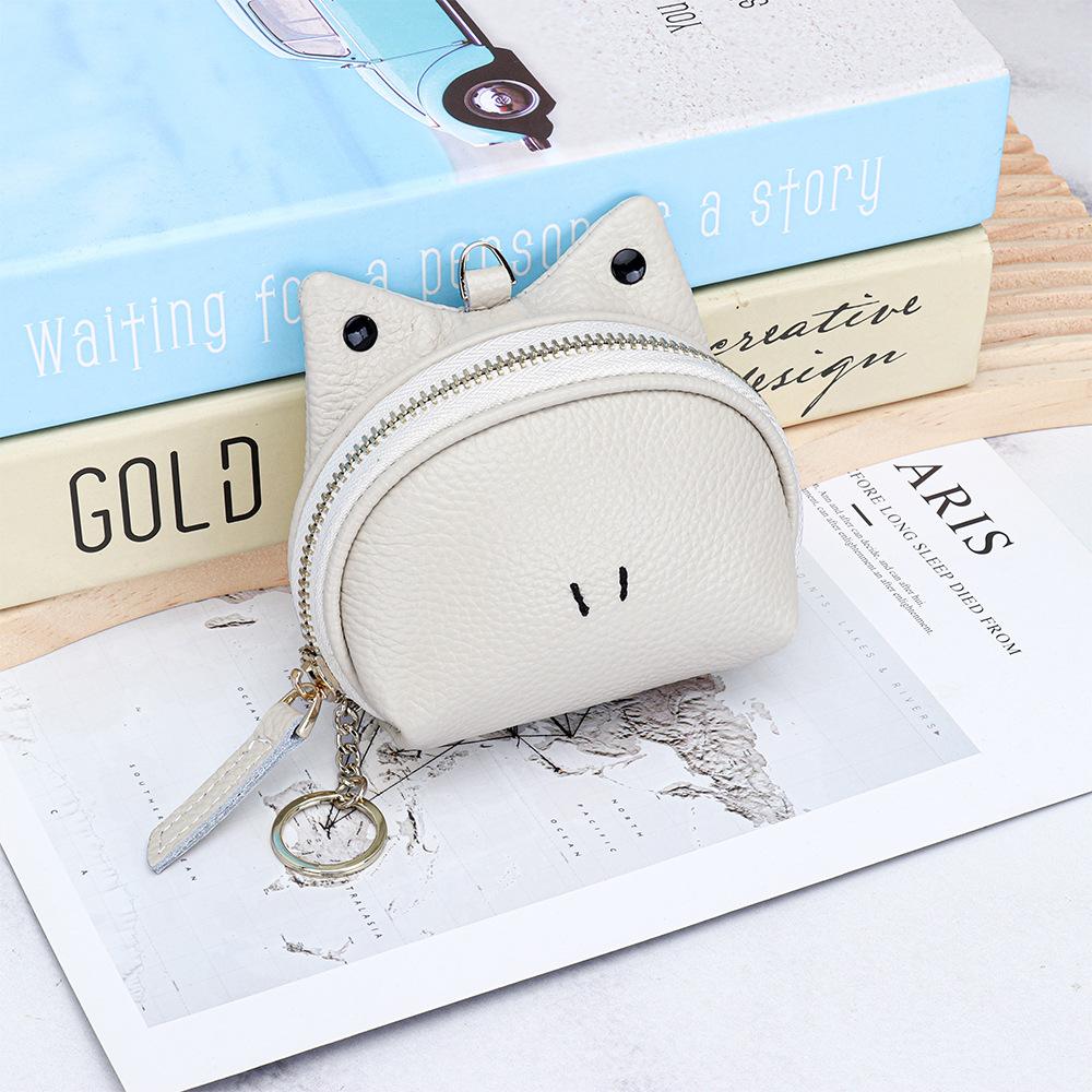 Кожаный кошелек-кошелек для монет Мини-кошелек Кошельки для мелочи с брелоком Женские на молнии Маленький держатель для монет Студенческие кошельки