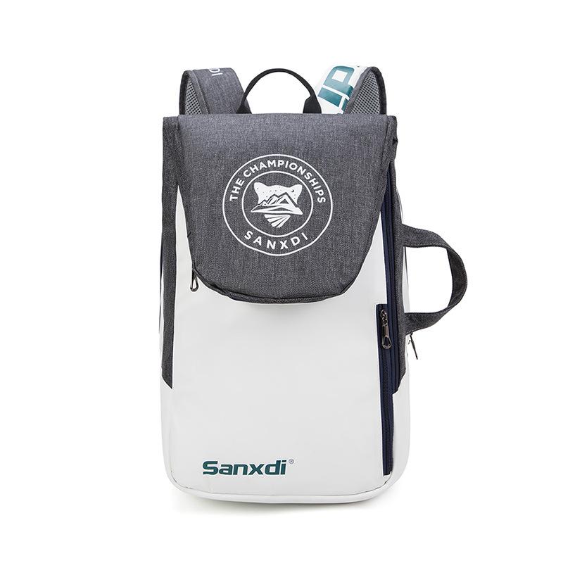 White Tennis & Badminton Backpack for 3 Rackets - Unisex Outdoor Sports Bag