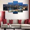 Wall Art Canvas Print Architectural Landscape Painting Home Decor Neon Lights Pictures Modular Frame Hallway Room 5 Set Poster