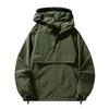 Spring Autumn Men's Hooded Jacket Loose Fit Couple's Half Zippers Pull On Jackets Men Comfortable Breathable Casual Outerwear