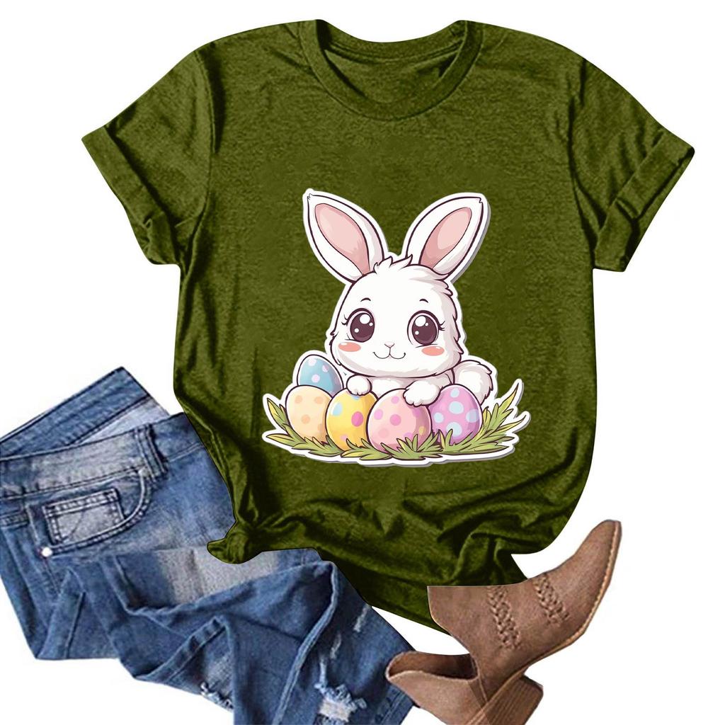 Women's Fashion Casual Printed Round Neck Pullover Short Sleeve T-Shirt Top