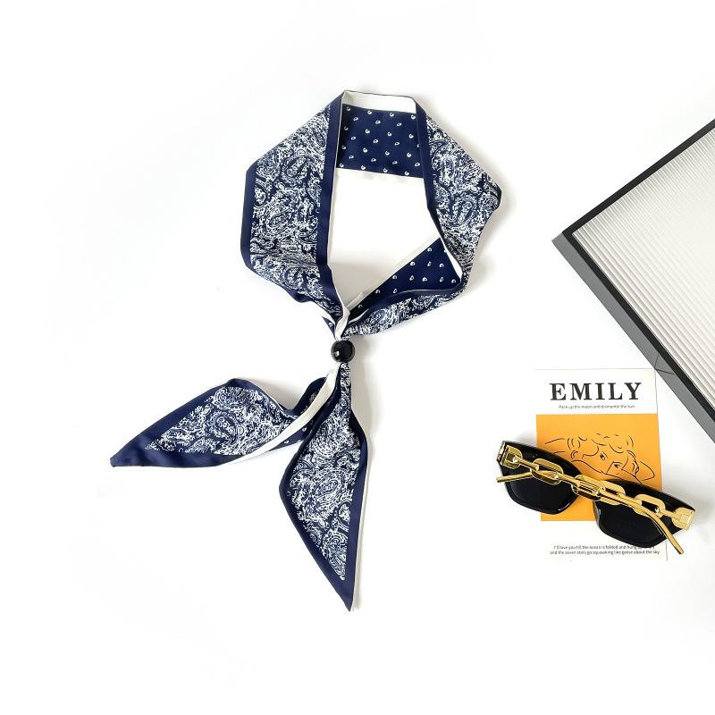 College Style With Silk Scarf Necklace, Long Beaded Silk Scarf, High-End Sense Jk With Silk Scarf Necklace, Belt Scarf.