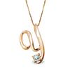 Initial Y Alphabet Necklace In Pink Gold with Your Choice of Birthstone (March Aquamarine)