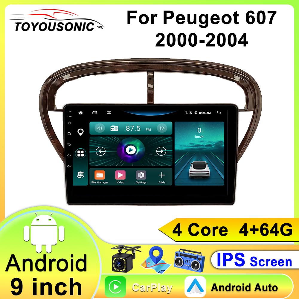Toyousonic Car Video Player for Peugeot 607 2000-2004 GPS Navigation Built-in Dsp Carplay Autoradio Android Head Unit