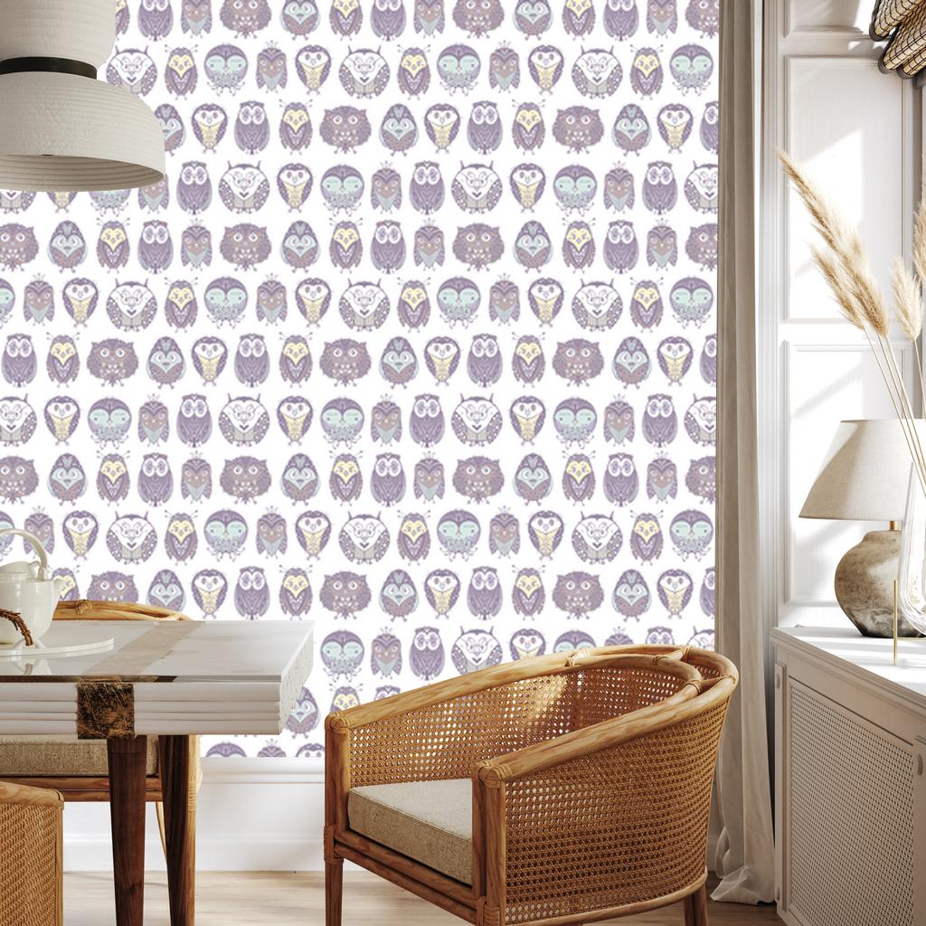 Pastel Little Owls Wallpaper for Living Room and Bedroom 50x1000