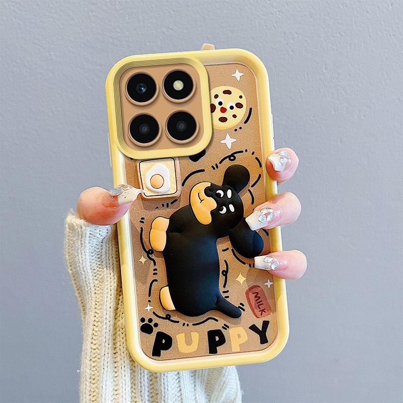 KEYSION Противоударный чехол для HONOR 200 Smart 5G со шнурком, мягкий силиконовый милый 3D мультяшный чехол для телефона с куклой для Huawei Honor X7c