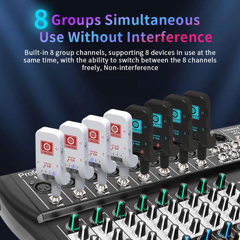 2.4G Wireless Guitar System Rechargeable Transmitter Receiver for Electric Guitar Bass Wind Instruments