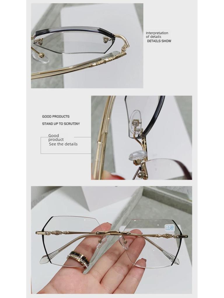 Женские фотохромные очки без оправы с защитой от синего света для близорукости и макияжа