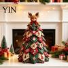 Desktop Christmas Tree Craft DIY Quilted Kit, 3D Fabric Patchwork Set for Decoration Beginners, Handmade Tabletop Holiday Decor with Snowman/Reindeer