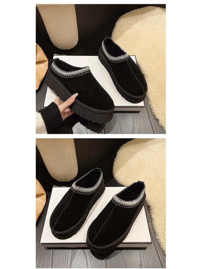 Warm and Stylish Wool Platform Loafers for Autumn and Winter Home Wear