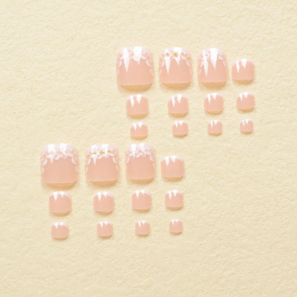 24pcs/box Cat Eye Fake Toenails Aurora Press on Nail Simple Toe Nails for Women Girl