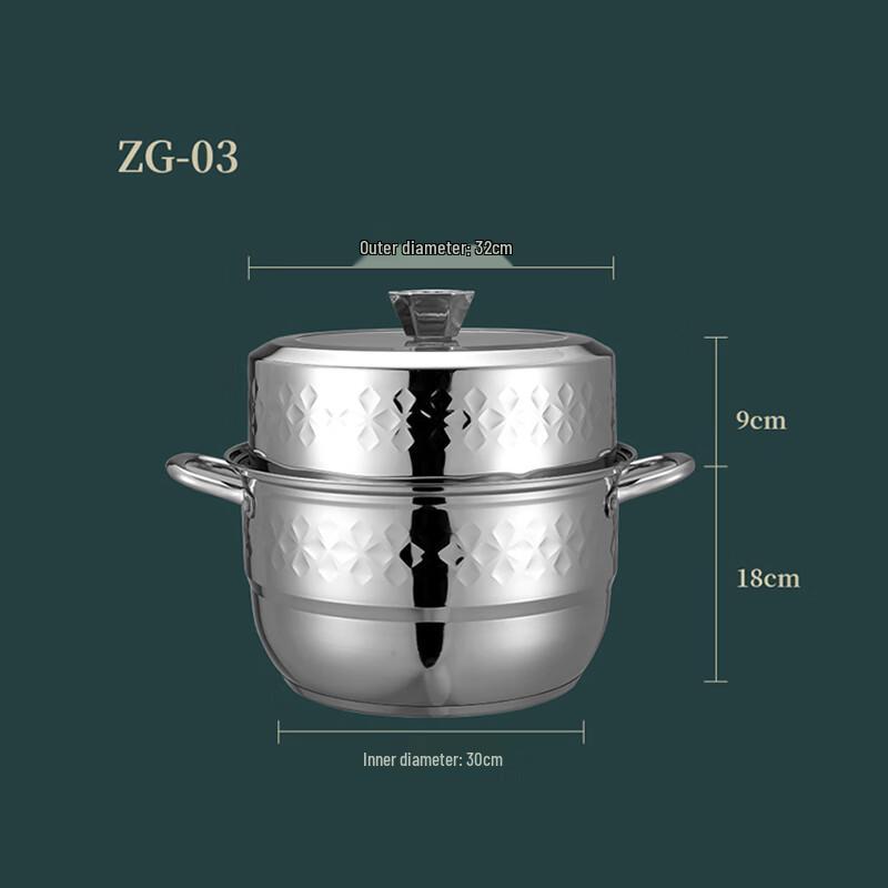 Xinsite 26cm 304 Stainless Steel 2-Layer Steamer Pot