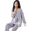 Herbal Original Color Women's Padded Pajama Set 100% Cotton Long Sleeve Sleepwear Homewear Spring Autumn New