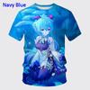Hot Game Genshin Impact Ganyu 3D Print T-Shirt Men Women Cosplay Short Sleeve T Shirts Oversized Harajuku Tees Tops Kid Clothing