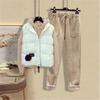 Women's Winter Warm Sets Pullover Hoodie Vest + Pants 2 Piece Set