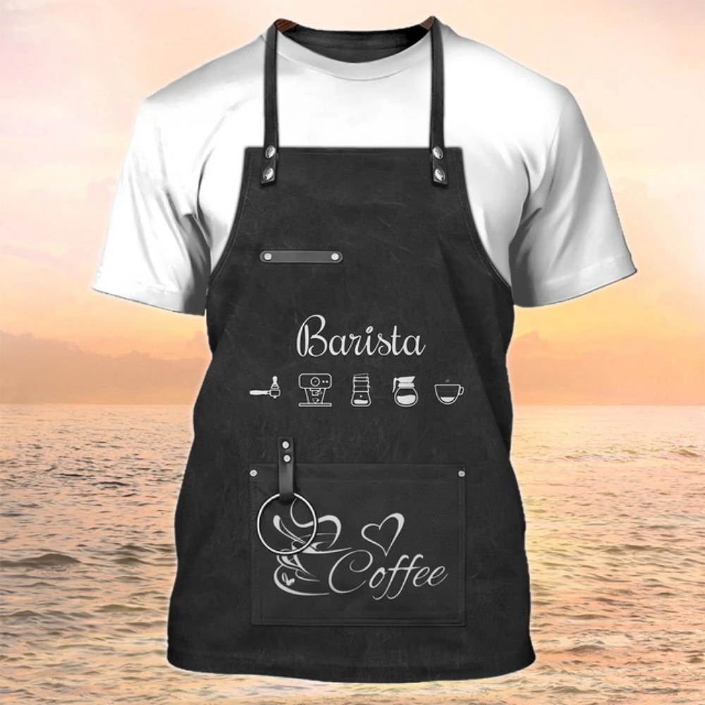 Летняя мужская новая футболка с принтом бариста 3D, модная повседневная униформа с круглым вырезом и коротким рукавом, свободный спортивный топ больших размеров