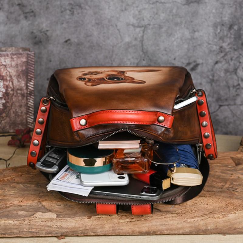 Johnature Женский рюкзак из натуральной кожи в стиле ретро, ​​ручная роспись, натуральная сумка из натуральной яловой кожи, дорожные рюкзаки большой емкости