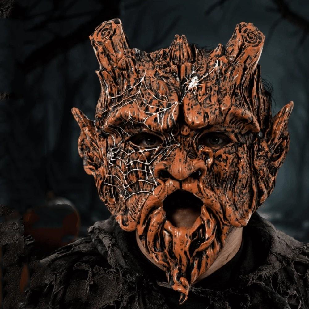 Realistic Tree Man Mask Spider Web Pattern Tree Ghost Mask Halloween Cosplay Mask Costume Party